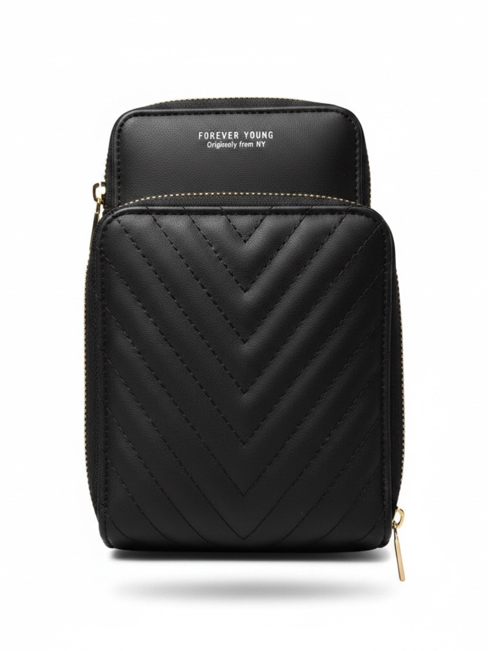 Forever Young Black Quilted Belt Bag with Gold Accent
